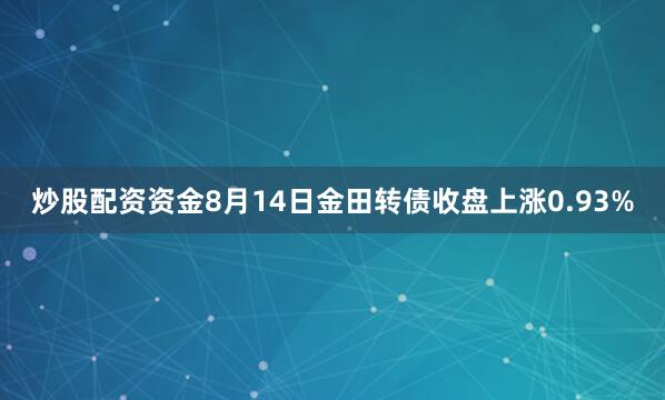 炒股配资资金8月14日金田转债收盘上涨0.93%